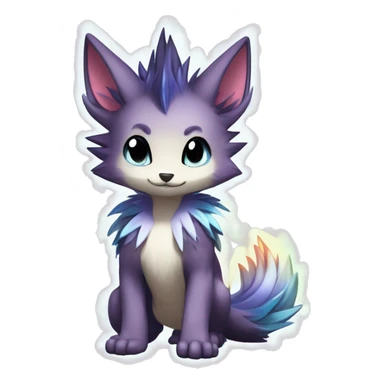 Anthro Scalie Spiky Cool Edgy Magical Shiny Colorful Pastel Sparkle Kemono-style Chibi Fantasy-Animal-Fakémon-Pokémon-Hybrid Fur Sona Aesthetic Full Body sticker