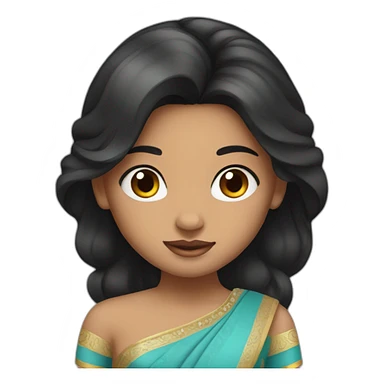 iPhone-style princess emoji with black hair, Indian girl pretty skintone  sticker