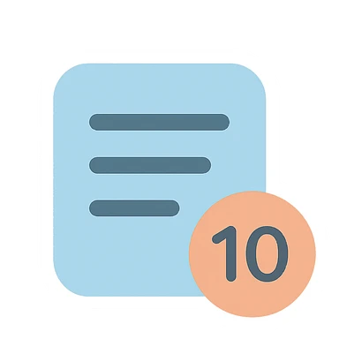 Convert the word count symbol into a simple and clear color icon style. The icon should visually represent counting words without using any text, focusing on clarity and simplicity suitable for icon use. sticker