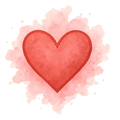 heart with a pink watercolor splash, clean digital illustration, no background sticker