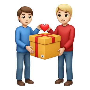 Person giving box to another person sticker