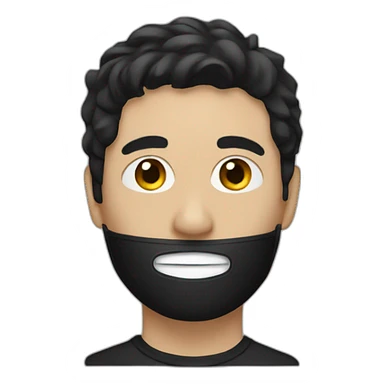 A man with black hair and wearing a black mask sticker