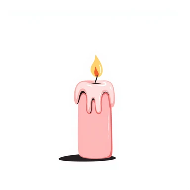 pink pastel candle with hand-drawn look sticker