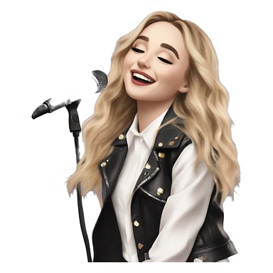 “Sabrina Carpenter in a stylish outfit, singing on stage with a confident pose and bright stage lighting.” sticker