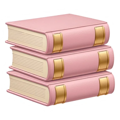 Pastel pink stack of books with leather covers and gold embossed details sticker