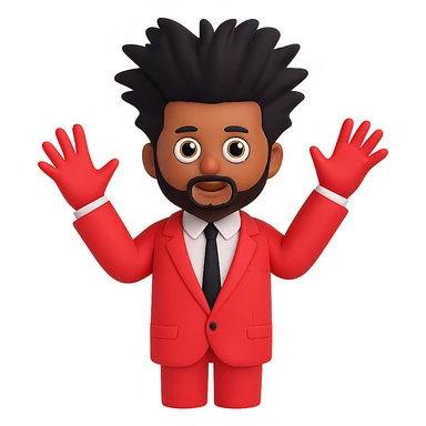 Add The Weeknd's After Hours album hairstyle, characterized by a tall, wild, and sculpted look, keeping the rest of the emoji the same. Remove the background. Maintain the original emoji style and details. sticker
