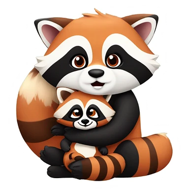 One male raccoon hugging a female red panda buying a home sticker