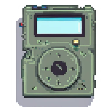 a minidisk player with buttons sticker