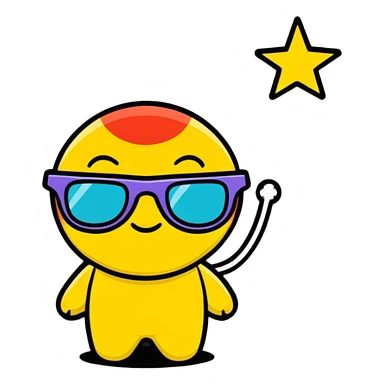 Erstelle mir einen Regenbogenstern mit einer Sonnenbrille sticker