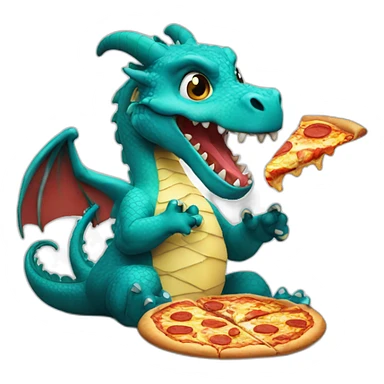 dragon eating pizza sticker