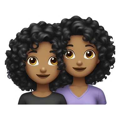 2 girls curly hair and wavy black color hair friends sticker