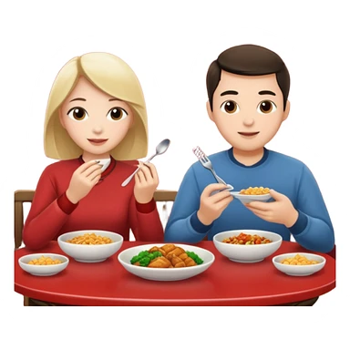 ligth couple having dinner at a Chinese restaurant sticker