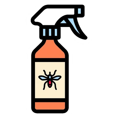 Insect repellent spray bottle with mosquito symbol sticker