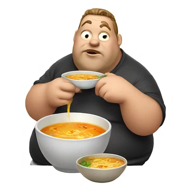 fat guy eating soup sticker