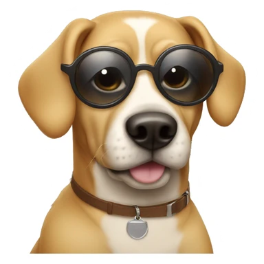 Dog wearing round sunglasses sticker