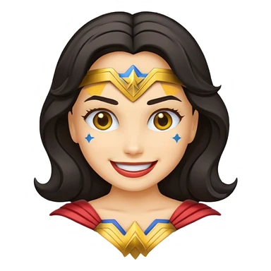 create a yellow emoji of wonder woman. style old emoji sticker