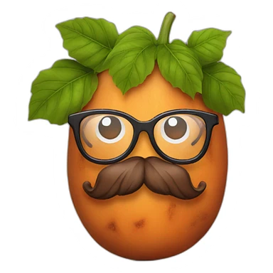 sweet potato with glasses and a beard sticker