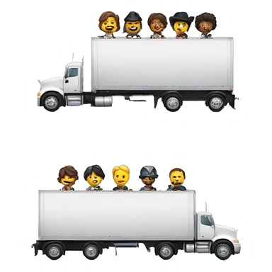 six musketeers driving a semi, no weapons, diverse, male & female, semi truck and trailer sticker