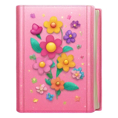 Pink diary with flowers and glitter  sticker