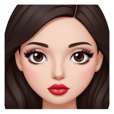 create a brunette with dark hair, fair skin, eyeliner and big lips sticker