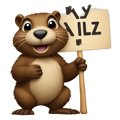 A beaver holding a sign that says “KLIPZ” on it  sticker
