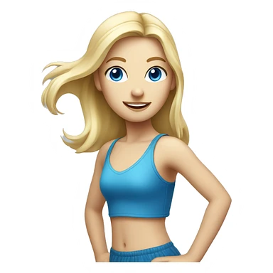Blond girl with blue eyes dancing sticker