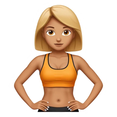 sporty woman cartoon emoji style belly abs sticker