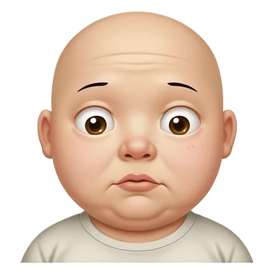a bald fat lazy looking kid with a triple chin and ugly eyes with eyebags under them and stains on his shirt sticker