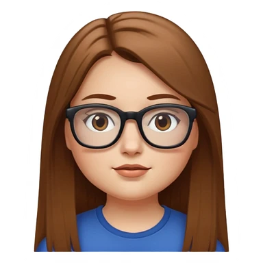 Chica blanca con cabello liso largo café claro, ojos cafe obcuro con lentes cuadrados, gordita sticker