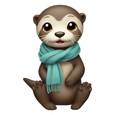 Cute baby otter. Wearing scarf. Full body.  sticker