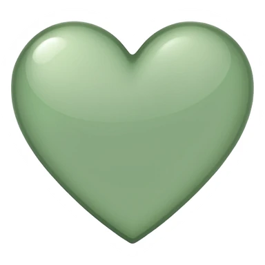 sage green heart with transparent bg without highlights, more thin and narrow, basically like this 🩷 shape sticker