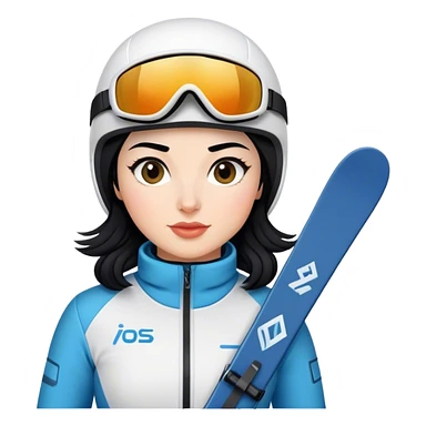 Ski woman downhill squad black hair  sticker