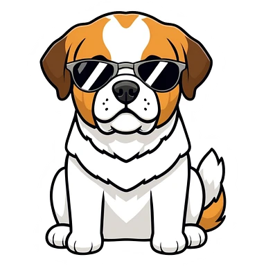 Saint bernard with sunglasses on sticker