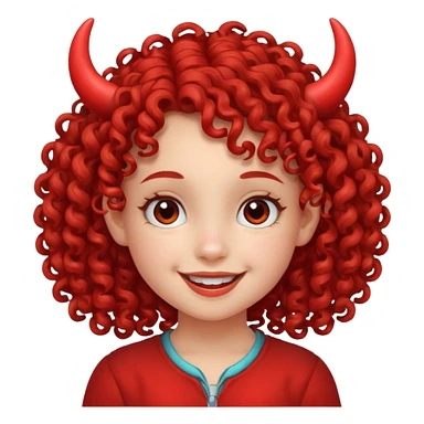 curly hair girl kid with small red horns sticker