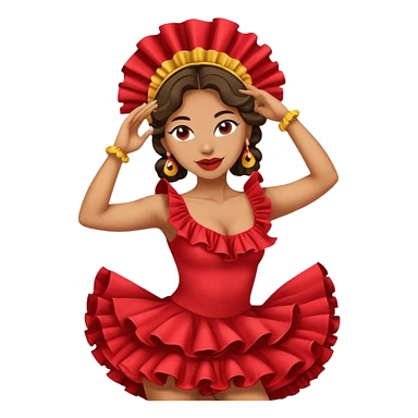 Female Colombian salsa dancer with ruffle dress, traditional Colombian headpiece, mid-dance move sticker