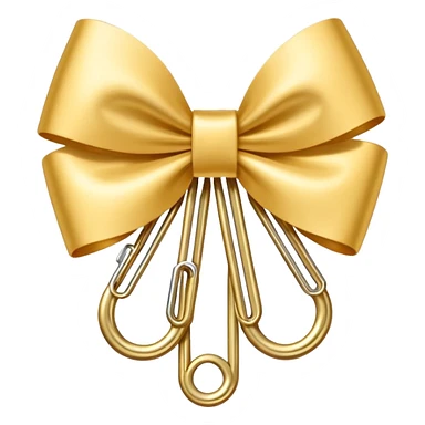 one gold paper clip with a white bow in the middle sticker