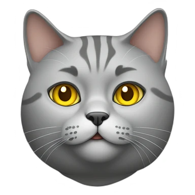 Fat cat grey with yellow eyes sticker