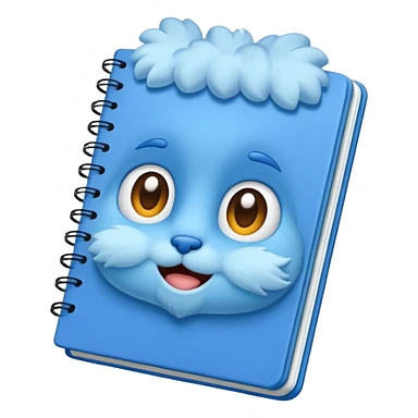 A blue notebook, fluffy and soft sticker