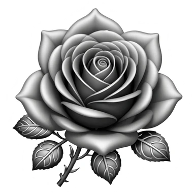 Black and silver filigree rose bud, 3D, extremely detailed design sticker