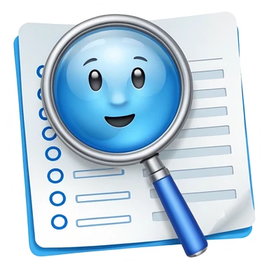  lente di ingrandimento foglio con scritte a risposte multiple blu sticker