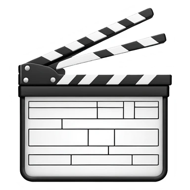 outline only movie clapper, black wireframe style, absolute minimal details, no fill sticker