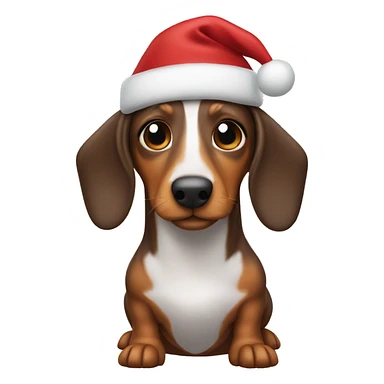 Wiener dog wearing a Santa hat sticker