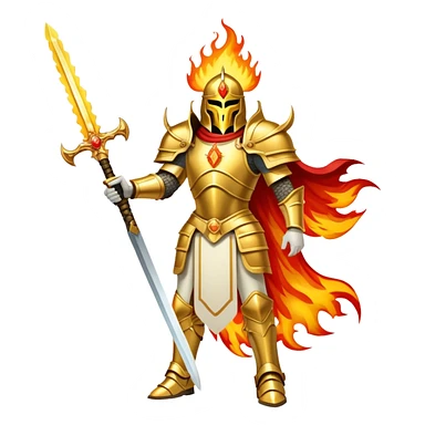 Emperor of Mankind from Warhammer 40K with golden armor and a large flaming sword sticker