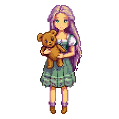 Rapunzel holding a teddy bear sticker