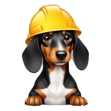 dachshund with construction hat sticker