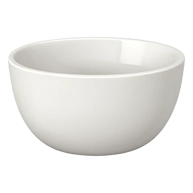white bowl with flat white color inside, no liquid, no gloss, minimal, simple, clear sticker