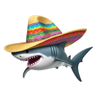 Shark wearing a mariachi hat sticker
