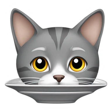 hungry-grey-cat-near-empty-plate sticker