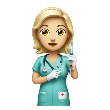 nurse with syringe sticker