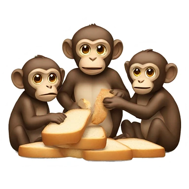 three monkeys eating bread sticker